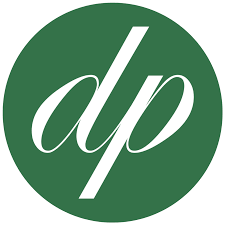 New dailypoint logo: deep-green circle with refined dp monogram