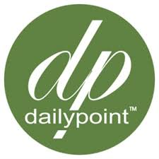 Previous dailypoint logo: olive-green circle with dp monogram and dailypoint wordmark