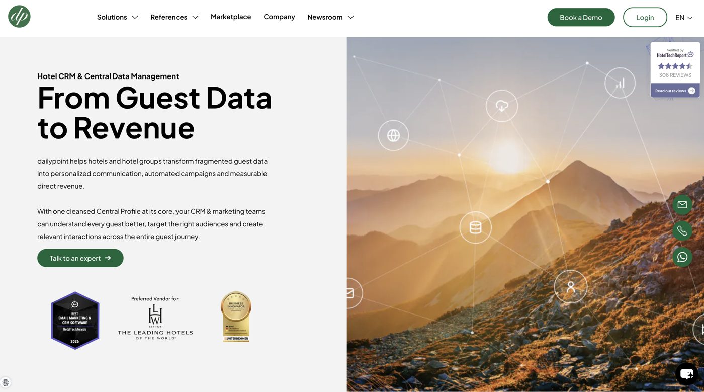 Relaunched dailypoint website homepage: From Guest Data to Revenue